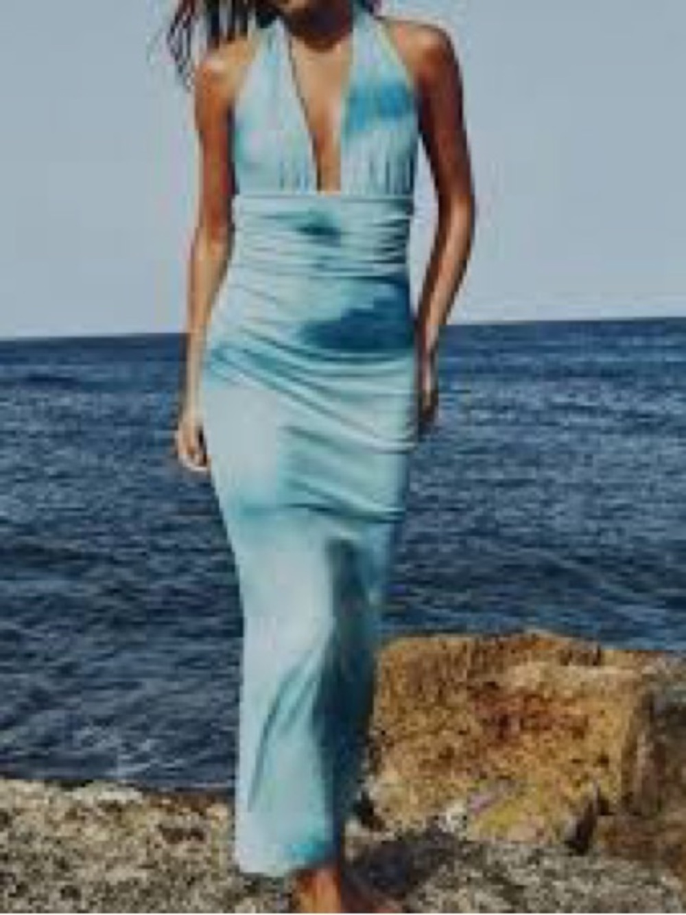 Zara Blue Halter Maxi Dress